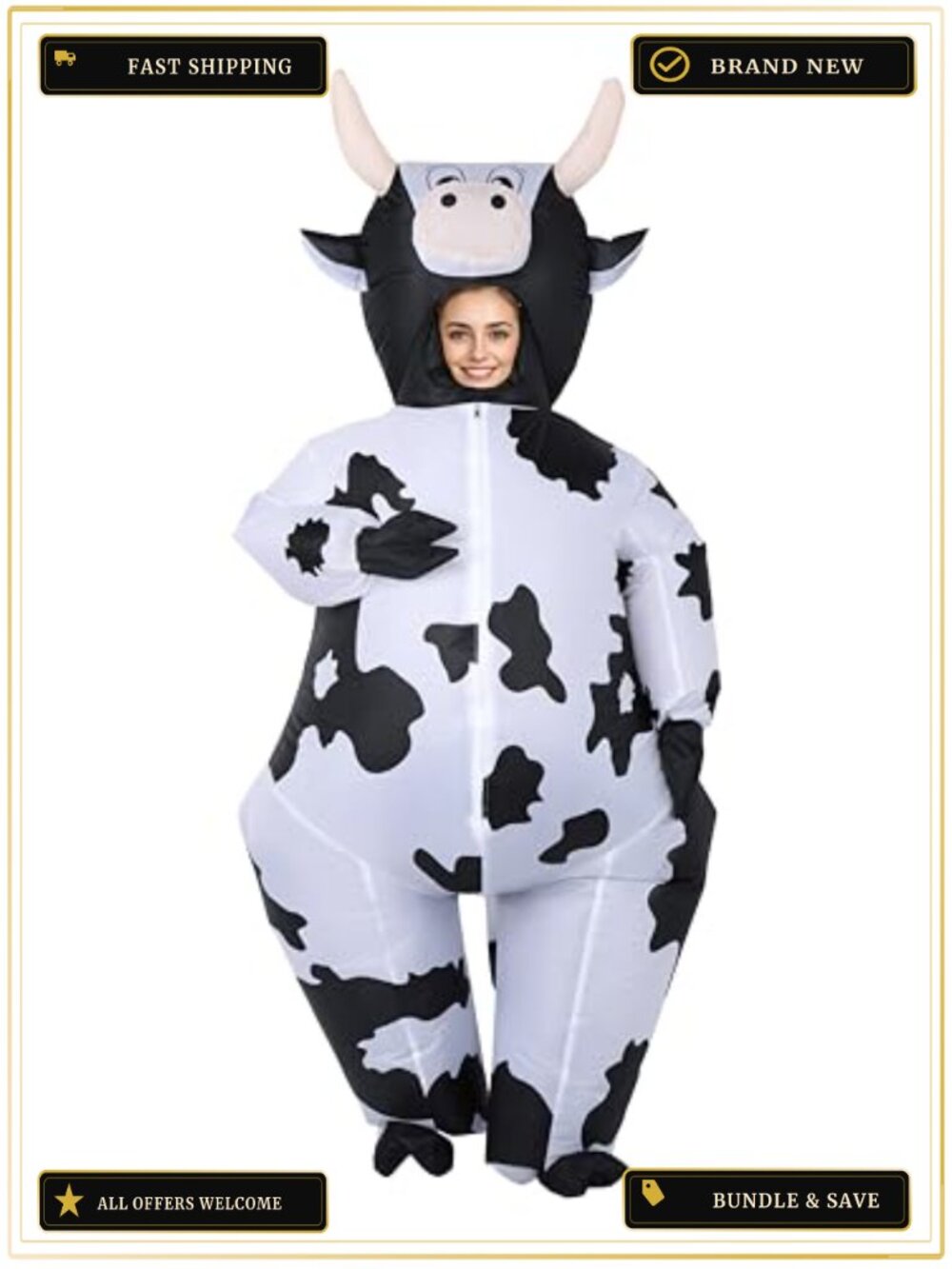 Inflatable Cow Costume Adult Halloween Blow Up Suit Cosplay